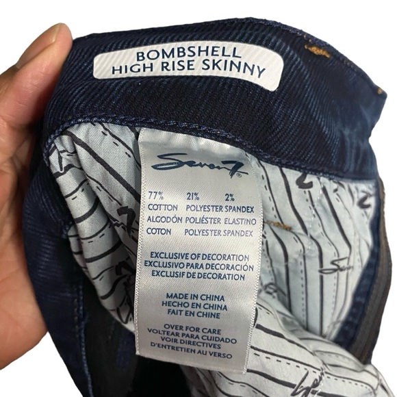 Seven7 Women's Medium Indigo Bombshell High Rise Skinny Jeans - Picture 6 of 10